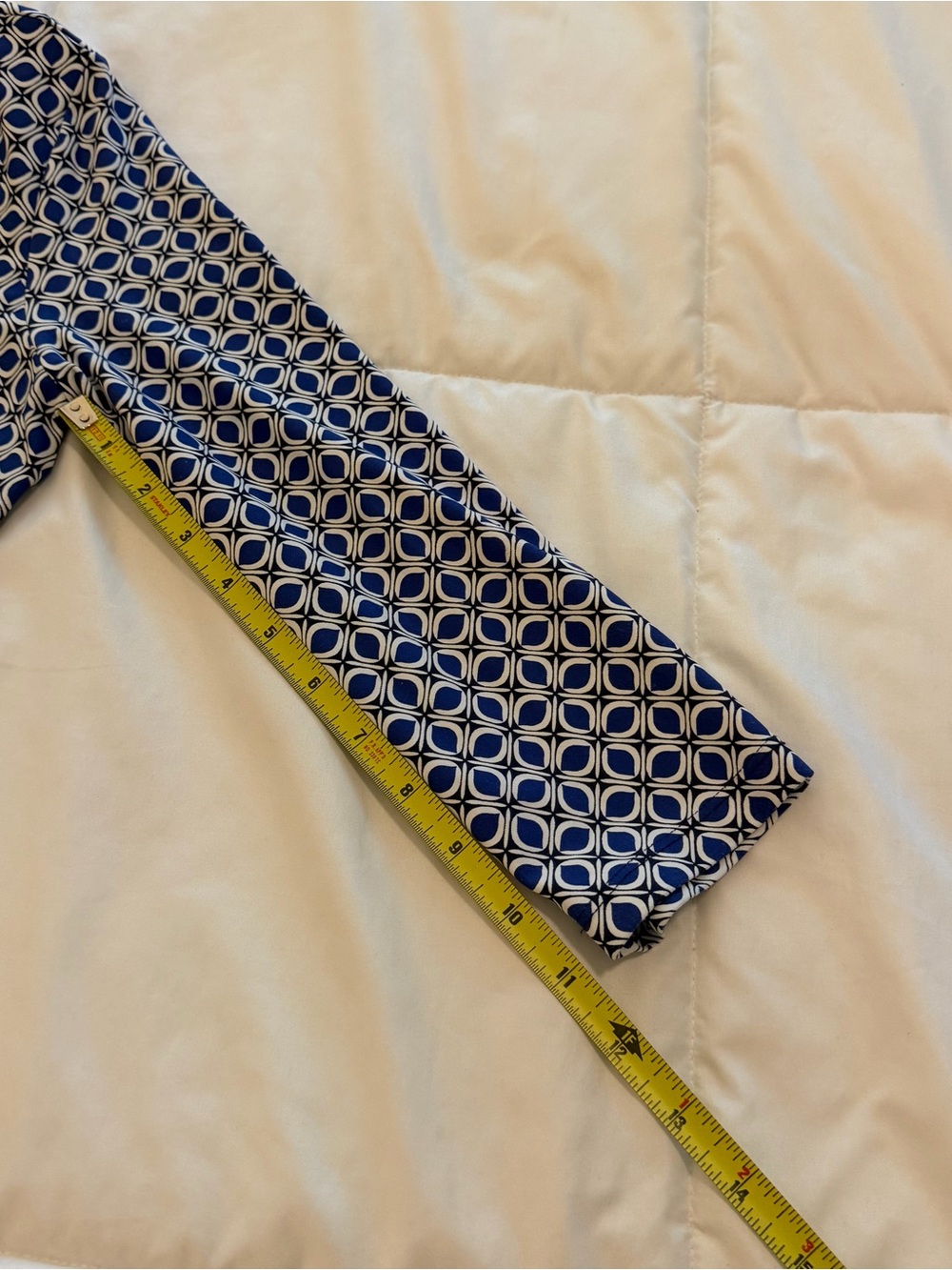 Talbots Navy & White Geometric Long Sleeve Wrap-Style Dress - Picture 7 of 11